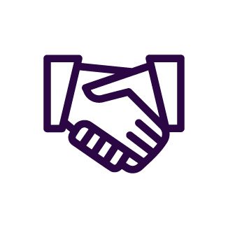 Icon of a handshake with two hands and arms in sleeves, symbolizing agreement or partnership.